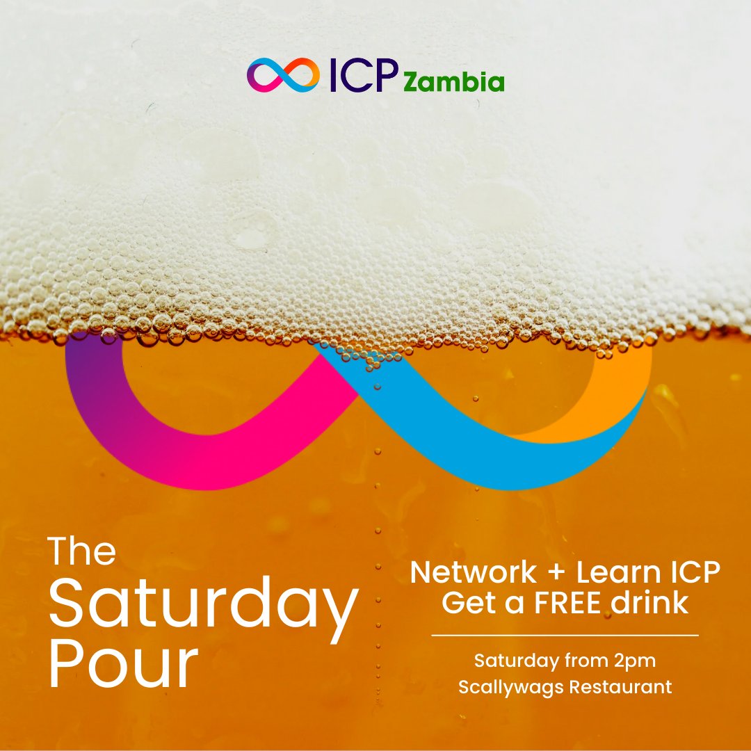 Let's do it again this Saturday at Scallywags Restaurant for the Saturday Pour! 

Saturday, 25 January | From 2 PM
📍 Scallywags Restaurant

Don’t miss out. Register here: lu.ma/n7u2qhfd

#ICP #ICPZambia #Blockchain #Web3