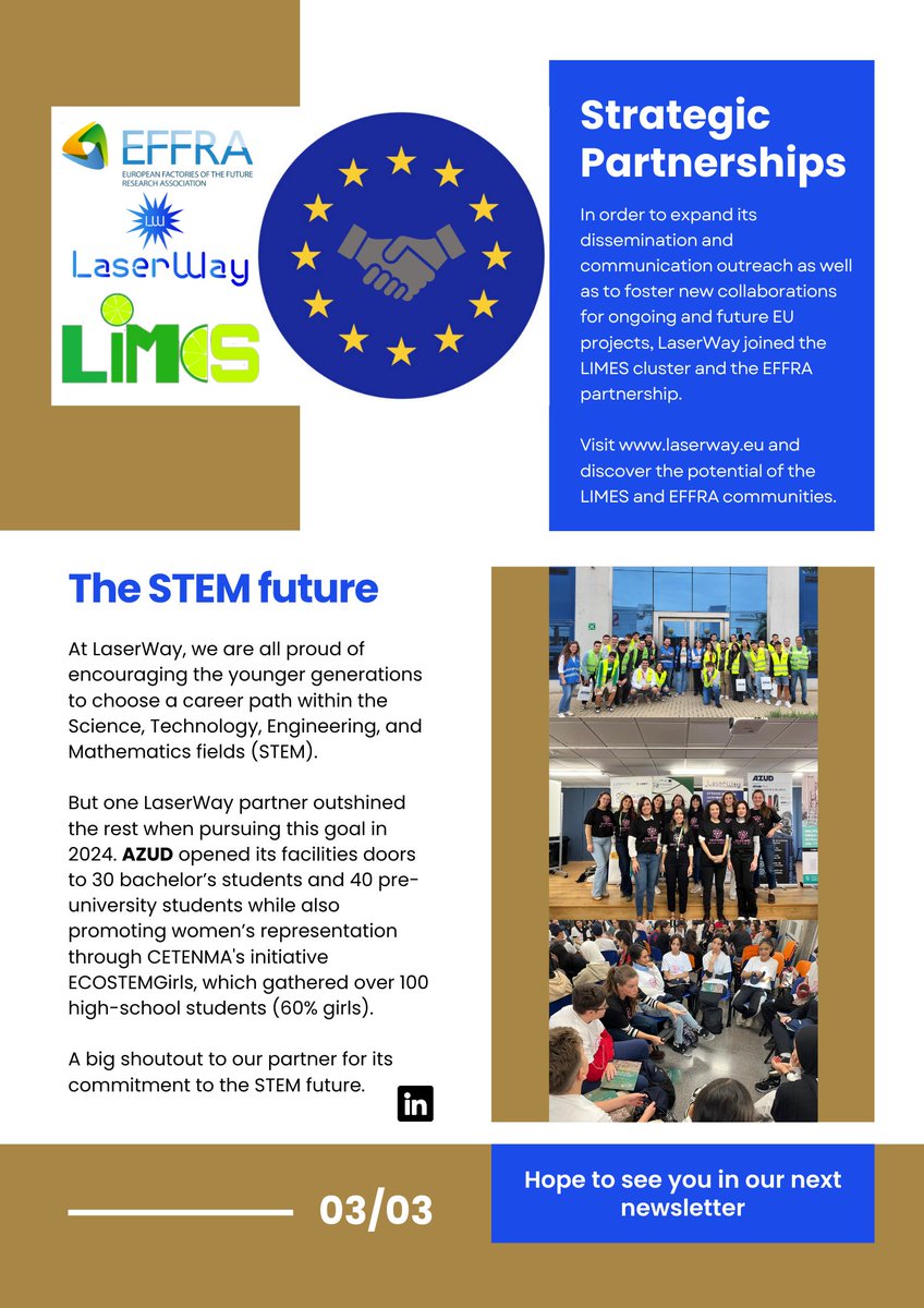 📢 LASERWAY is thrilled to share its first-year wrap-up 📢
In this inaugural newsletter, we will walk you through the main events and milestones achieved in 2024. We wish you a good reading and expect your return for our next newsletter issue!!! 
📩laserway.eu/2025/01/21/las…