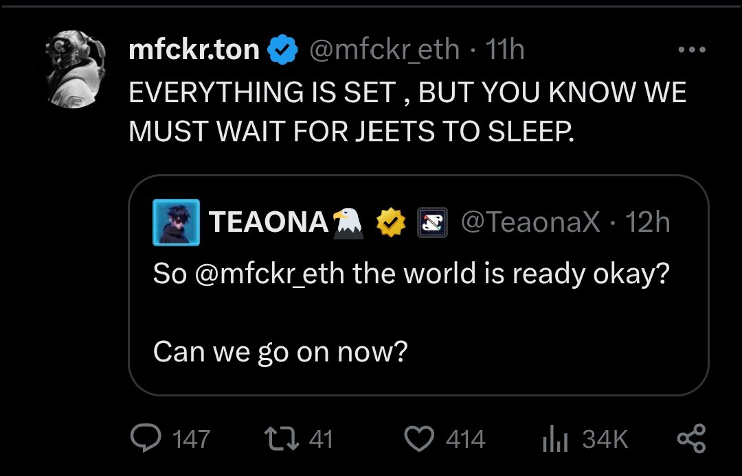 aminexton's tweet image. Crypto 101

1. Create a coin
2. Dump on community
3. Blame jeets

$trump $melania #network3
@blumcrypto @ton_blockchain