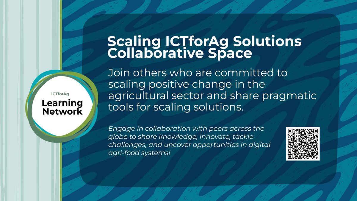 Looking to scale digital solutions in agriculture? 📈 Engage with others to share tools, resources, and information in the Scaling ICTforAg Solutions Collaborative Space! 🛠 Join today ➡️ learningnetwork.ictforag.com/collaboration/… #ICTforAg #DigitalInnovation #DigitalAgriculture