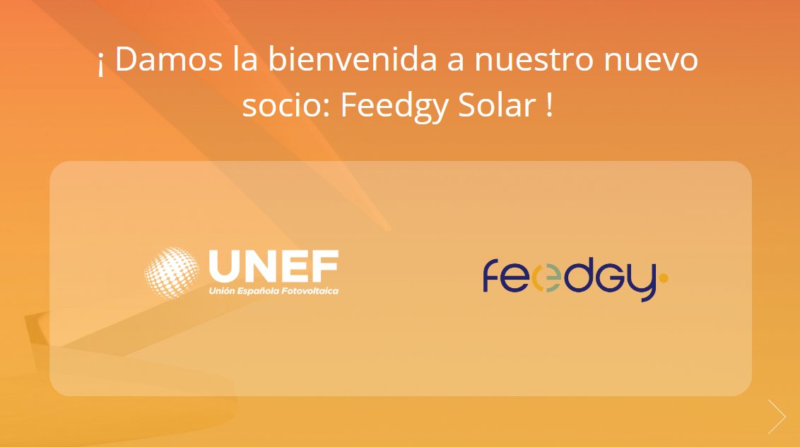 ¡Damos la bienvenida a <a href="/Feedgysolar/">Feedgy</a> a la familia UNEF! #nuevosocio
Empresa dedicada al diseño de soluciones innovadoras para mejorar el rendimiento de las centrales fotovoltaicas.