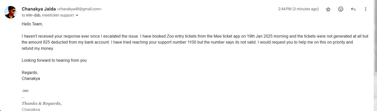 chanakyajalda's tweet photo. Dear @Min_SridharBabu garu,
Thanks for Meeticket app and We are great to see such good initiatives. I have started using app and due to app technical issue lost my amount. the support numbers aren't working and emails not answered. Kindly help. Thanks again https://t.co/wTzzSkxDvC