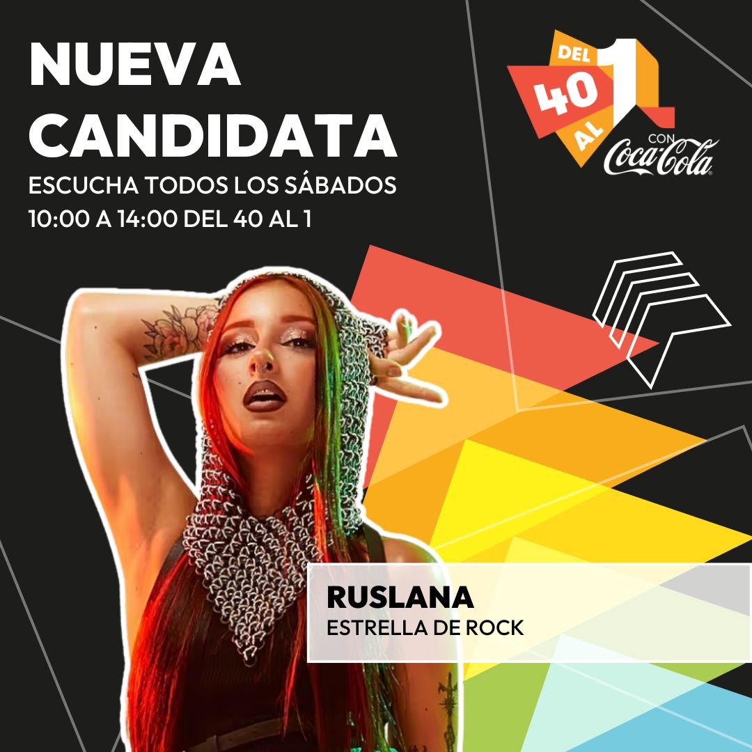 ✨️ HILO DE VOTOS DEL 40 AL 1 - 21/01. 

🚀 RETO: 550 respuestas. 

💬 Mi candidata a la lista #Del40al1CocaCola <a href="/Del40al1_es/">Del 40 al 1</a> es #EstrellaDeRock de Ruslana #MiVoto40 #MiVoto40Ruslana

📲 Sigue a <a href="/Los40/">LOS40</a> <a href="/Del40al1_es/">Del 40 al 1</a>