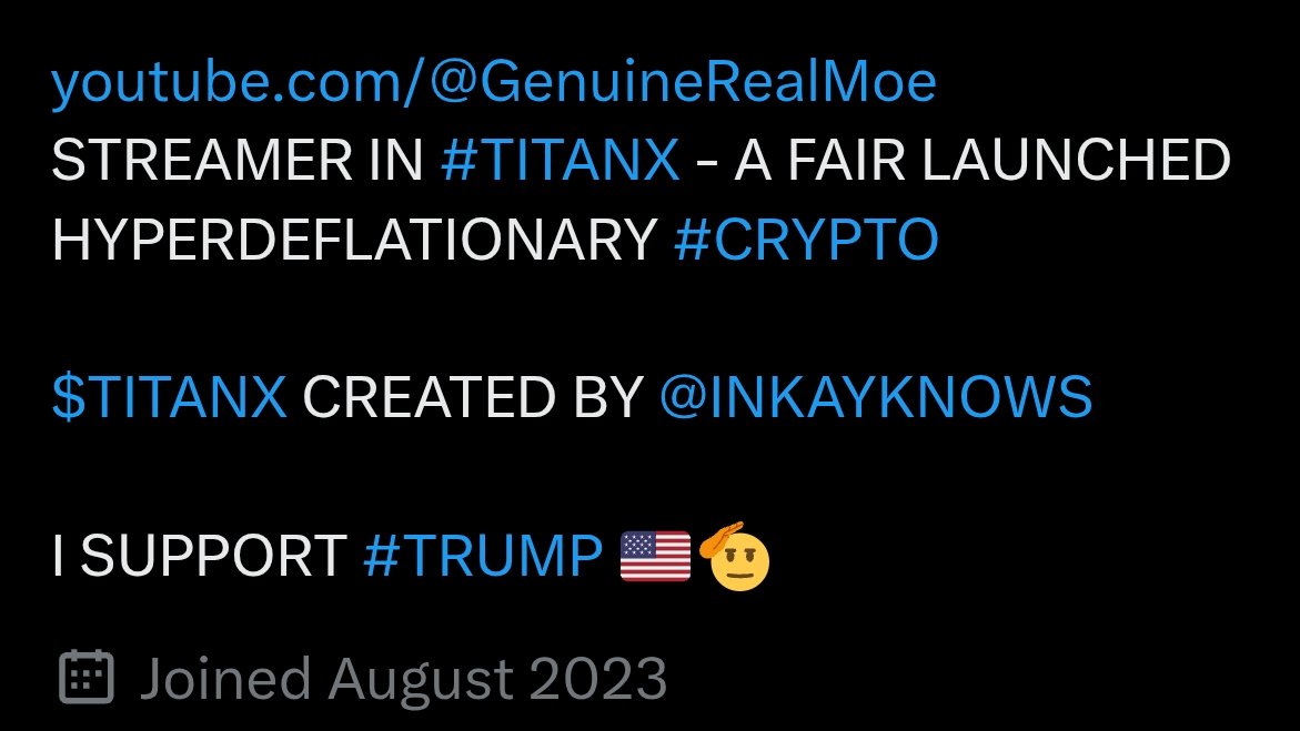 See that?

It says "I SUPPORT TRUMP" and its been there since he was sh*t in July.

If you think I'm ashamed that I took part in his entry into this #MemeCoinSeason you have lost your damn mind. 

This is going to possibly be the ultimate #SuperCycle because of how many people he