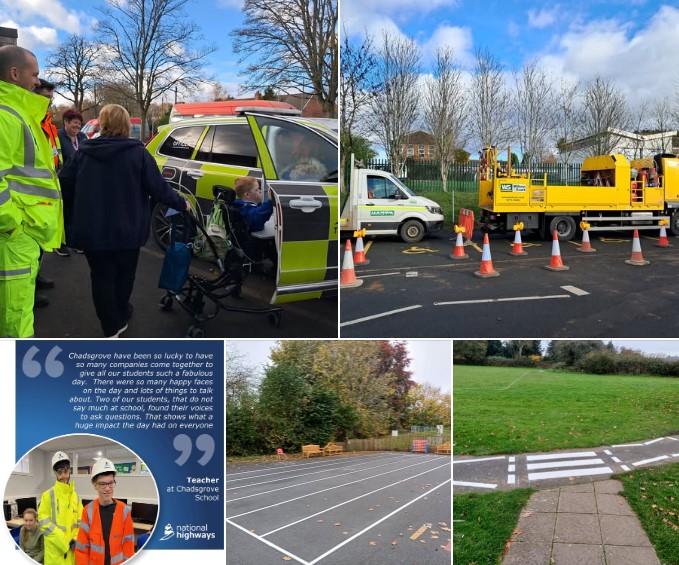 Last month, pupils toured a Traffic Officer vehicle, tested their road marking skills and learnt about road safety. Thank you to WJ UK and Wilson &amp; Scott Highways for refreshing the school car park lining and installing lining for a zebra crossing to practice road safety 🚦🦺
