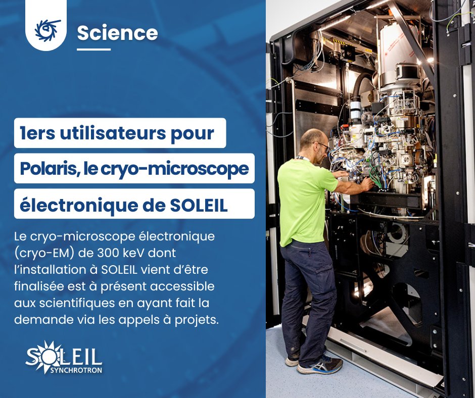 #Actu | #POLARIS, le cryo-microscope électronique (cryo-EM) de 300 keV dont l’installation à SOLEIL vient d’être finalisée est à présent accessible aux scientifiques. 
👉synchrotron-soleil.fr/fr/actualites/…