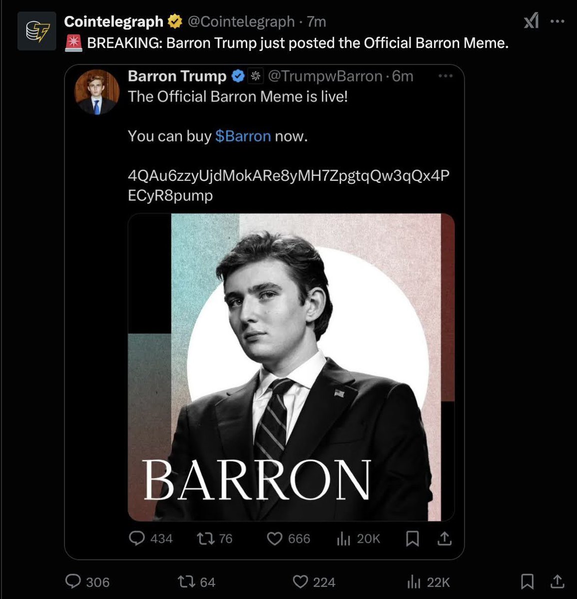 ⚠️ Warning: A Fake MemeCoin Barron Trump Berhasil Rug $73 Juta / Rp1,2 Triliun Hari Ini

Berikut Cerita Lengkapnya? 👇

Akun X dengan nama “TrumpwBarron”  yang sebelumnya bernama  “tantemeilany” akun Boke** menjadi Viral di Seluruh Dunia 

Setelah merilis MemeCoin palsu Barron