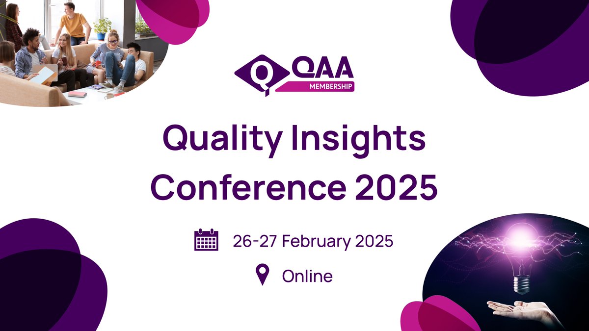 Registration is now open for our Quality Insights Conference, which will take place online on 26-27 February!

It will focus on themes of sustainable enhancement, dynamic quality processes, compassion in education, and institutional and curriculum reform.

events.qaa.ac.uk/yRXDyq