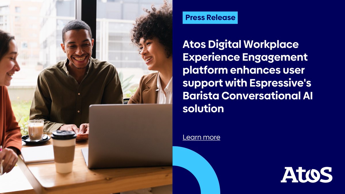 Atos (@atos) on Twitter photo 🎉 We have successfully integrated <a href="/Espressive/">Asya Lyashenko</a> Barista, a #GenAI based Conversational agent into our #DigitalWorkplace Experience Engagement platform. This enables employees to receive personalized & seamless IT support, accessible anywhere, anytime. ➡️ spr.ly/6014asAwC 🎉 We have successfully integrated <a href="/Espressive/">Asya Lyashenko</a> Barista, a #GenAI based Conversational agent into our #DigitalWorkplace Experience Engagement platform. This enables employees to receive personalized & seamless IT support, accessible anywhere, anytime. ➡️ spr.ly/6014asAwC
