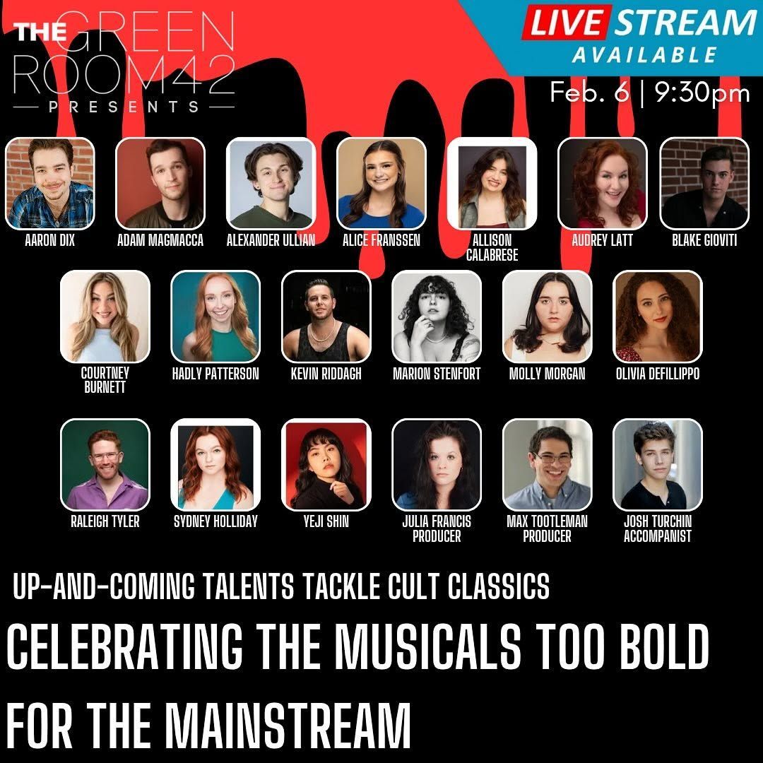 Joshua Turchin ("Forbidden Broadway") will accompany the performers for "Celebrating the Musicals Too Bold for the Mainstream" at The Green Room 42 on February 6th! Get in-person and livestream tickets at thegreenroom42.venuetix.com.