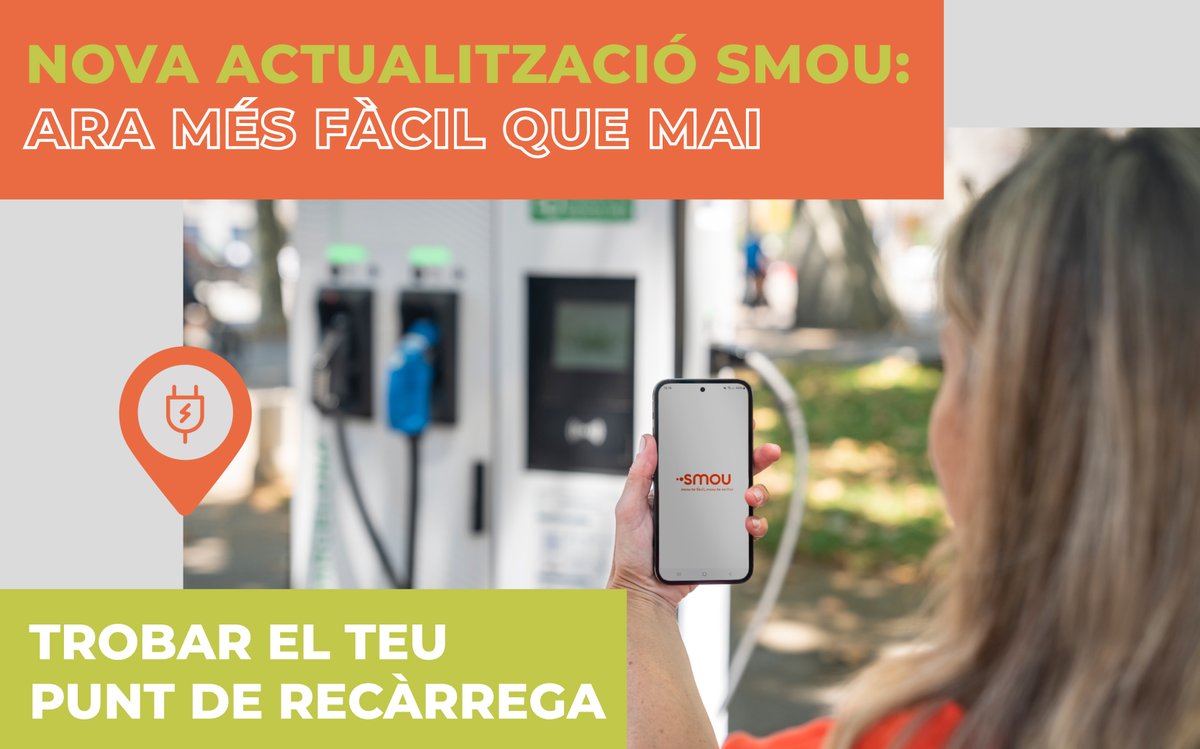 Condueixes un vehicle elèctric? Bones notícies! 🥳🔌
A la nova actualització de l'app #SMOU trobaràs millor els punts <a href="/endolla_bcn/">Endolla Barcelona</a>:

▪️ Disponibilitat real-time
▪️ Més info dels punts: adreça, potència, plaça d'aparcament
▪️ Info de recàrrega en curs

➡️ ow.ly/HxK650UJjf6