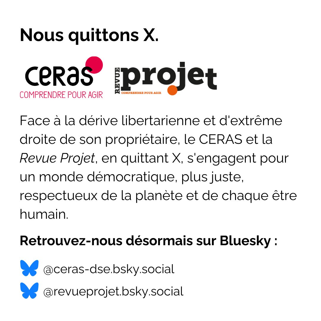 Le Ceras et la Revue Projet quittent X.

Pour continuer à nous suivre sur Bluesky : 
bsky.app/profile/ceras-…
bsky.app/profile/revuep…