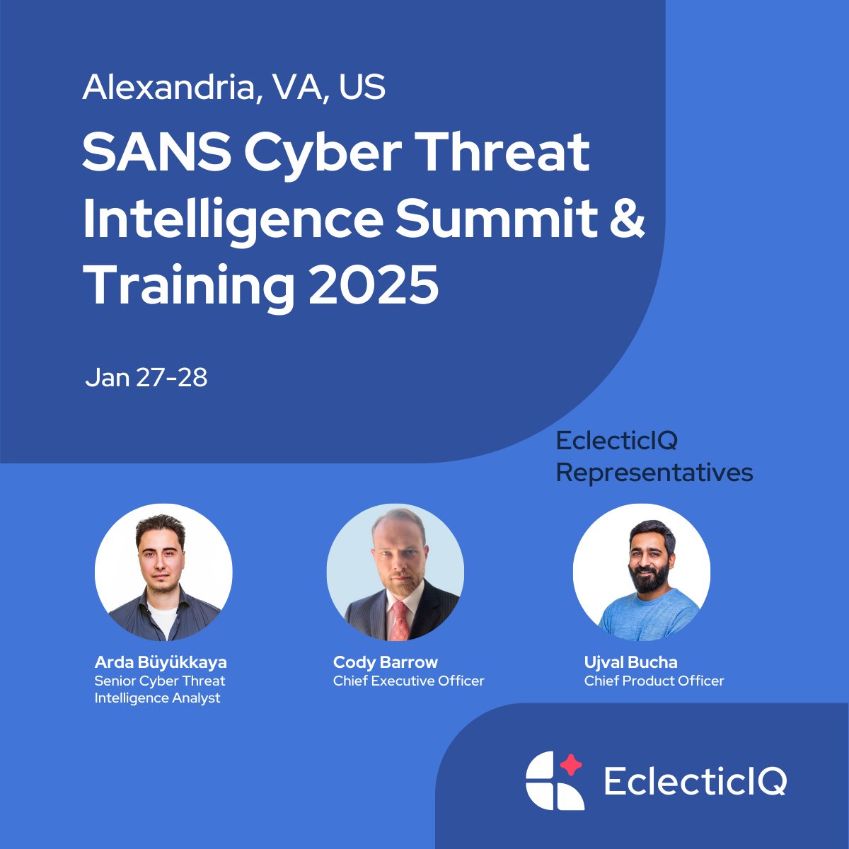 We're attending SANS CTI Summit 2025 on Jan 27-28! Meet our CEO Cody Barrow, CPO Ujval Bucha, and Senior Analyst Arda Büyükkaya. Let's connect and discuss the future of cyber threat intelligence! #SANSCTI #ThreatIntelligence #CyberSecurity