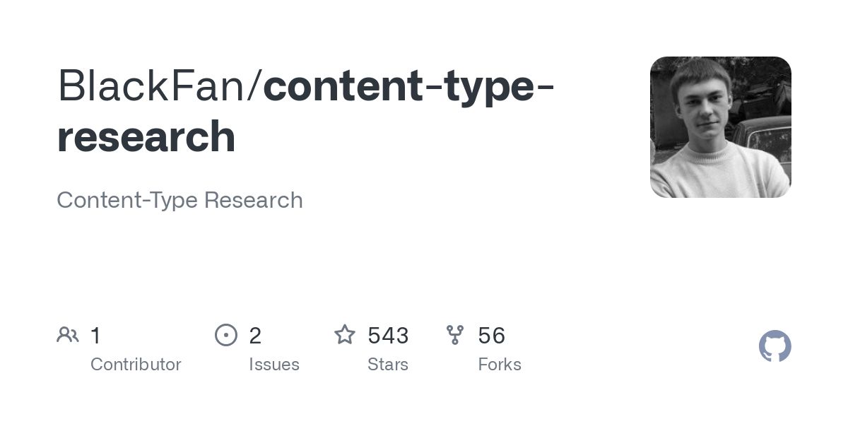 Content Type Research is a Github repository by @black2fan dedicated to documenting interesting content type processing that can lead to CSRF &amp; XSS vulnerabilities in browsers and popular technologies! 🤑

It's worth checking out! 👇
buff.ly/3DcbbCa