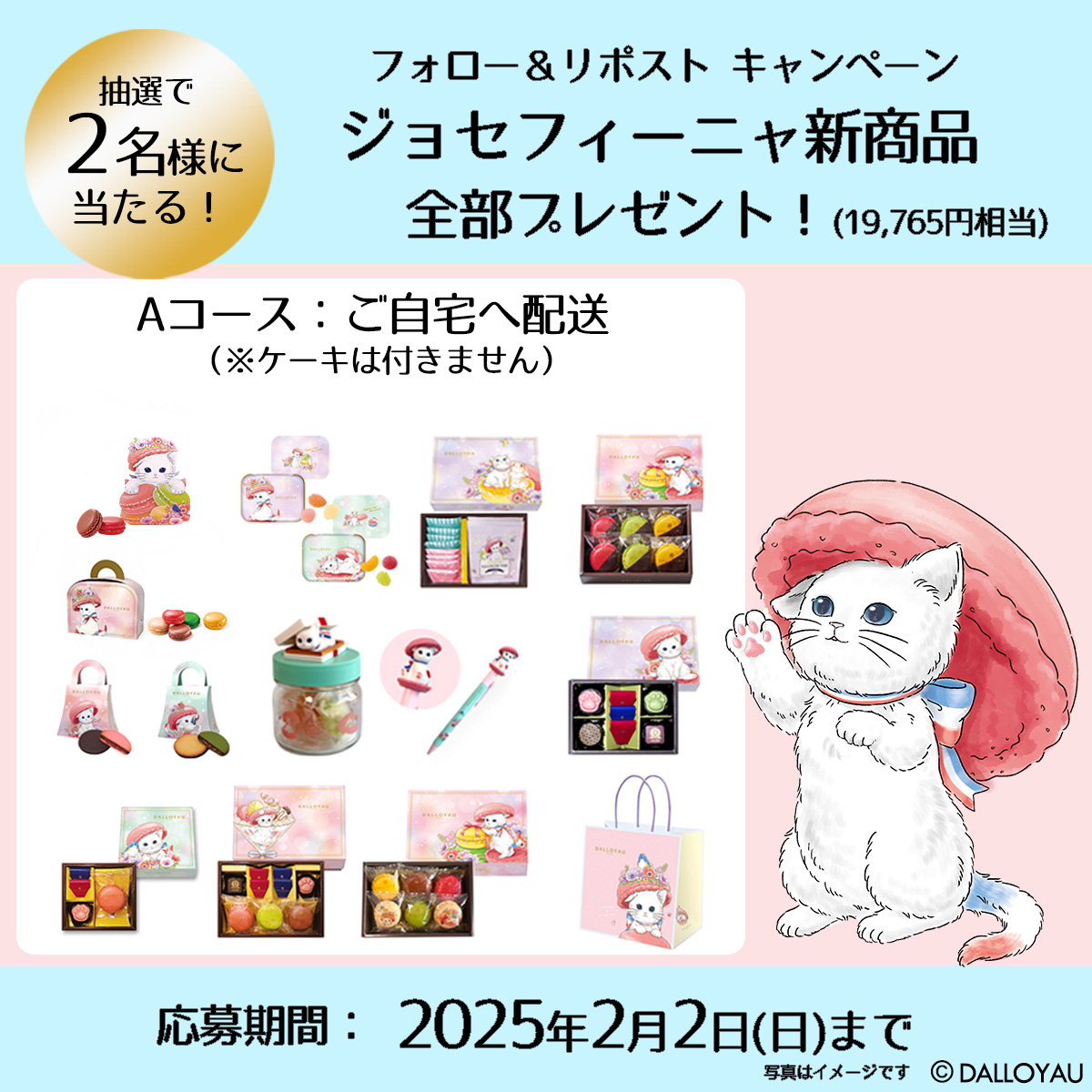 dalloyau_japon's tweet image. ／
ジョセフィーニャ新商品発売！
フォロー&amp;amp;リポスト キャンペーン
＼

■自宅へジョセフィーニャギフトが届く🎁宅配コース■

ジョセフィーニャ商品全部(総額19,765円相当)が抽選で2名様に当たる🎁
①@dalloyau_japon をフォロー
②この投稿をリポスト
〆切2/2 23:59まで