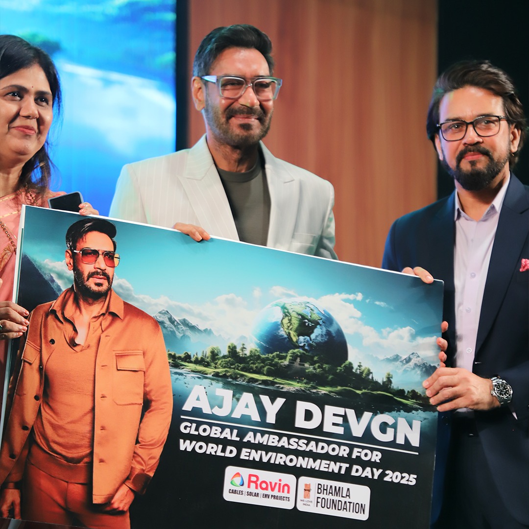 ajaydevgn's tweet photo. Honored to be the official ambassador for the World Environment Day 2025 campaign with @bhamlafoundatio. Together, we aim to create a positive and lasting impact for our planet 🌍

Proud to unveil this initiative in the esteemed presence of Maharashtra Governor CP Radhakrishnan Ji.