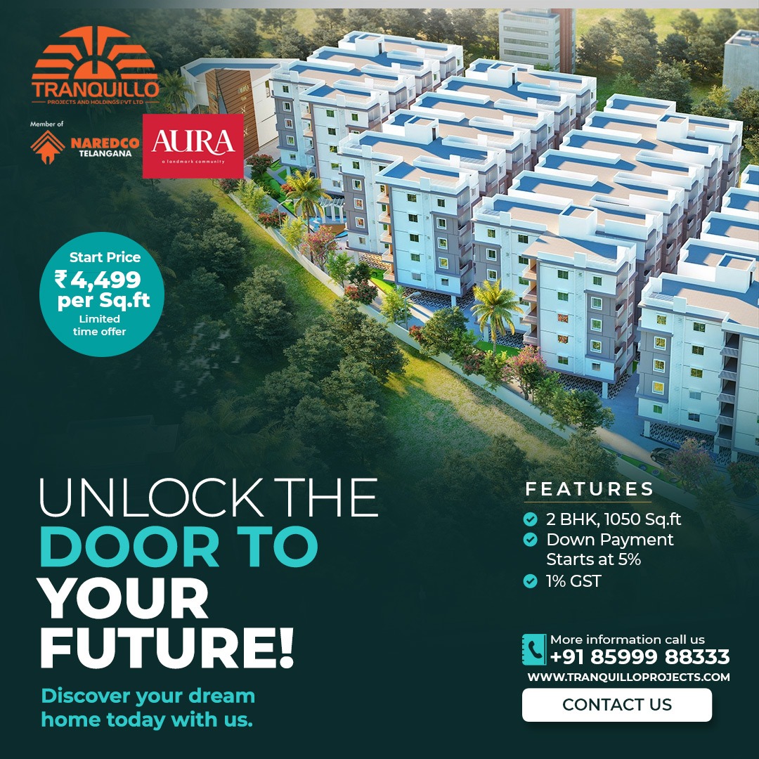 Tranquillobuild's tweet photo. 🏡 Unlock the Door to Your Future!
Dream home at ₹4,499/Sq. Ft. awaits you at Aura by Tranquillo Projects!
✨ Features:
✔ 2 BHK (1050 Sq. Ft)
✔ Down Payment at 5%
✔ 1% GST

📞 Call: +91 85999 88333
🌐 https://t.co/B8xYYReVaK

#AffordableHomes #DreamHome #TranquilloProjects https://t.co/EGzGdFAt1t