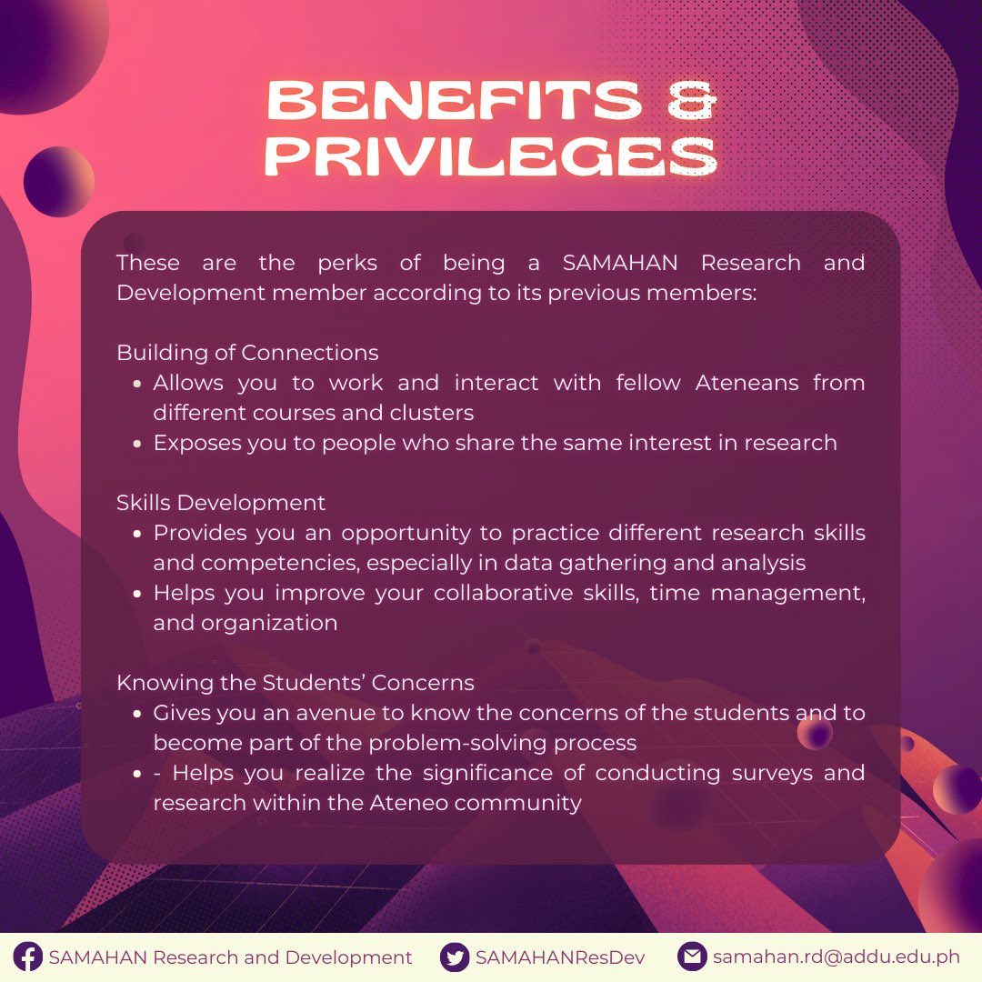SAMAHANResDev's tweet photo. Check out our recruitment primer and discover the exciting opportunities waiting for you! 💜

🗳️ Register here: https://t.co/22YRRVMPrX
📅 Registration closes on 𝐅𝐞𝐛𝐫𝐮𝐚𝐫𝐲 𝟏, 𝟐𝟎𝟐𝟓, 𝐚𝐭 𝟏𝟏:𝟓𝟗 𝐏𝐌!

#SAMAHANRND
#SAMAHANRND2ndSemesterRecruitment
#AllForMore➕
[2/2] https://t.co/cenAIdMJuL