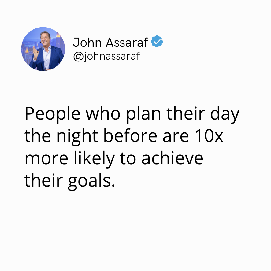 johnassaraf's tweet image. #goalachievement #planning #dailyplan