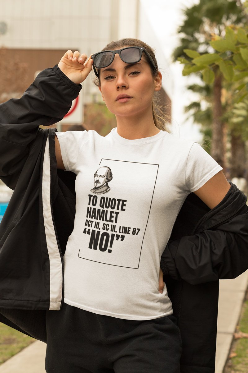 styled_vintage's tweet photo. *UP TO 40% off EVERYTHING!* Grab our t-shirts, mugs, bags, hoodies, hats &amp;  more featuring #Shakespeare #literature #theatre #filmmaking or #acting related designs for less! https://t.co/CaINitAY4o #quote #actor #writer #teacher Pic: "Hamlet No Quote" T-shirt by @incognitagal https://t.co/zjcV0RqW95