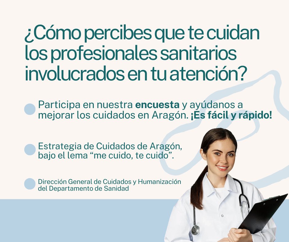 chiari13's tweet photo. Participa en la encuesta y ayúdanos a mejorar los cuidados en Aragón. ¡Tu opinión cuenta! 
Encuesta disponible hasta el 17 de febrero de 2025.
https://t.co/o9nPKwZAUr

#AEMC #Encuesta #Salud #Aragón #mecuidotecuido #saludaragon @salud_aragon https://t.co/iLjTdsS0F8