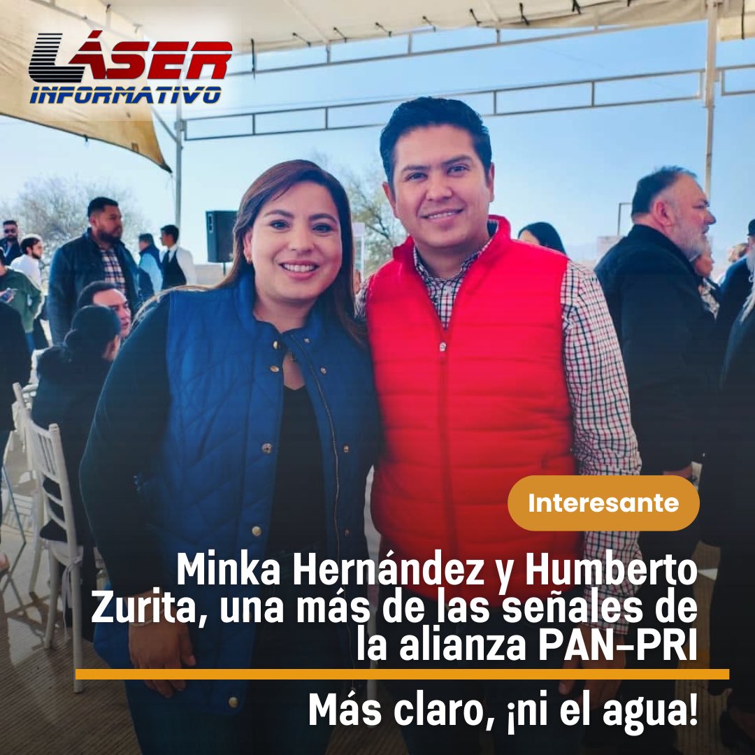 #LaserInformativo

#Interesante|| No se les había visto juntos a <a href="/Minka_hdez/">Minka Hdez C</a> y <a href="/HumbertoZurita_/">Humberto Zurita L.</a> , presidentes de los Comités Municipales en #Durango capital, del blanquiazul y tricolor respectivamente; esto es una más de las señales de la alianza #PAN - #PRI… 
Más claro, ¡ni el