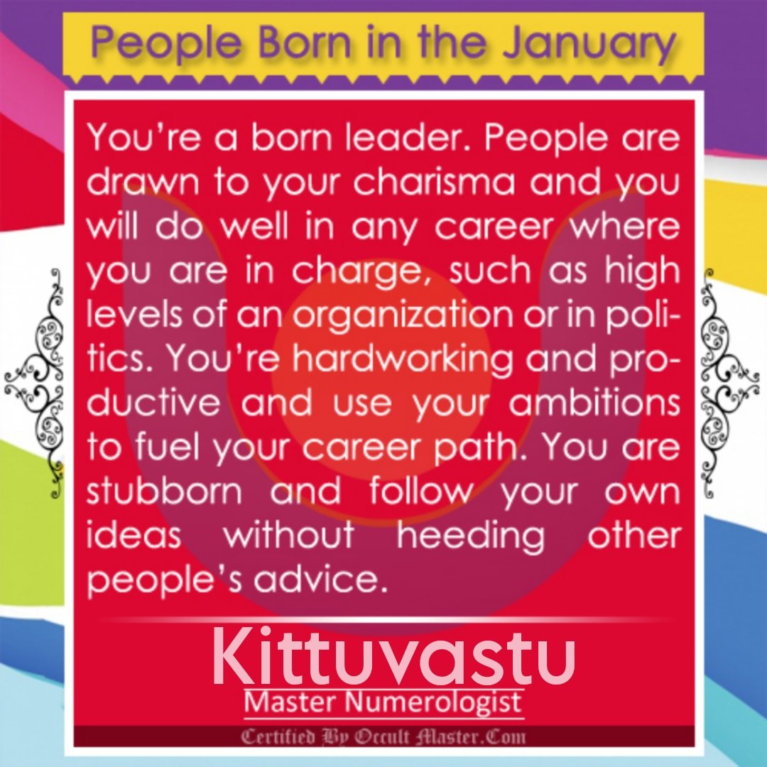 kittuvastu's tweet photo. Did your birthday was in January Month?
More details DM 😊
#numberdontlie #numerology #astrology https://t.co/FFRizLJPdT