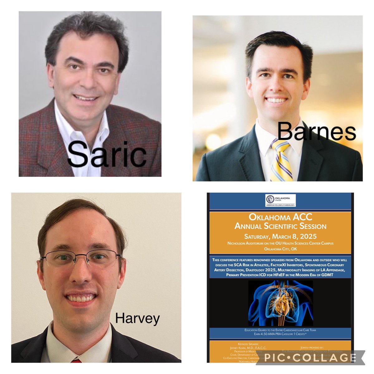 Chittur Sivaram (@casivaram1) on Twitter photo 🌟 Thrilled to announce a Super Star Panel at the next Oklahoma Chapter of ACC meeting on 3/8/25 at OUHSC Campus (Nicholson Auditorium)
🌟 Keynote by Dr. Jeff Kuvin from ACC Leadership 
🌟 Speakers: Drs. Sharrone Hayes, Jae Oh, Muhammad Saric, Matthew Martinez, Geoff Barnes and 🌟 Thrilled to announce a Super Star Panel at the next Oklahoma Chapter of ACC meeting on 3/8/25 at OUHSC Campus (Nicholson Auditorium)
🌟 Keynote by Dr. Jeff Kuvin from ACC Leadership 
🌟 Speakers: Drs. Sharrone Hayes, Jae Oh, Muhammad Saric, Matthew Martinez, Geoff Barnes and