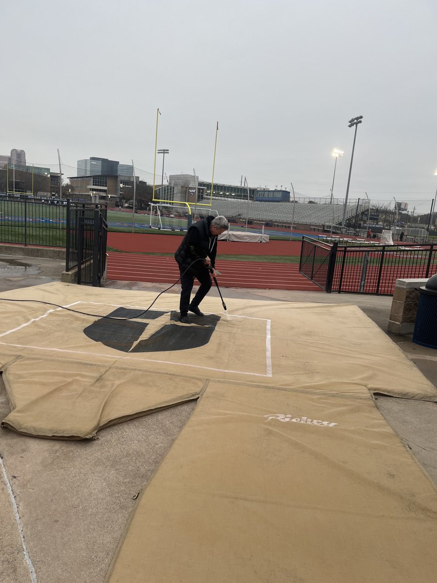 When the pole vault coach wants the landing pad cleaned…you clean it.