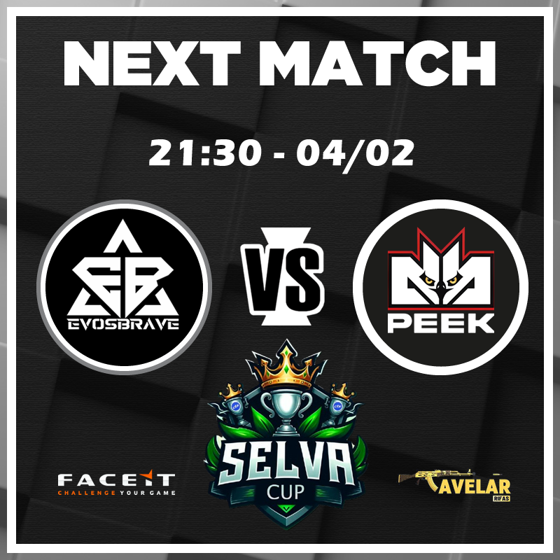 evosbrave's tweet photo. PRÓXIMO JOGO!

EVOSBRAVE vs DBPEEK
⌚️21:30 - SELVA CUP 🇧🇷🔥

@DBPeekEsports 
@avelar_rifas

Transmissão:
https://t.co/yX5YgYH3PX
https://t.co/hk7NuFJRhy

#evosbrave #goevos #cs2 https://t.co/aaqLysr3SI