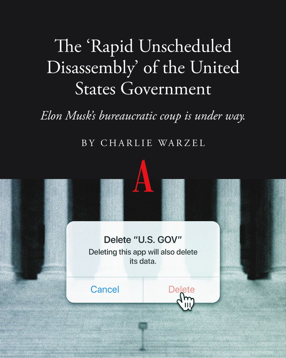 The world’s richest man appears to be dismantling the government with an eye toward consolidating power and punishing his political enemies, Charlie Warzel writes. Will it work? theatln.tc/15KQmVmj