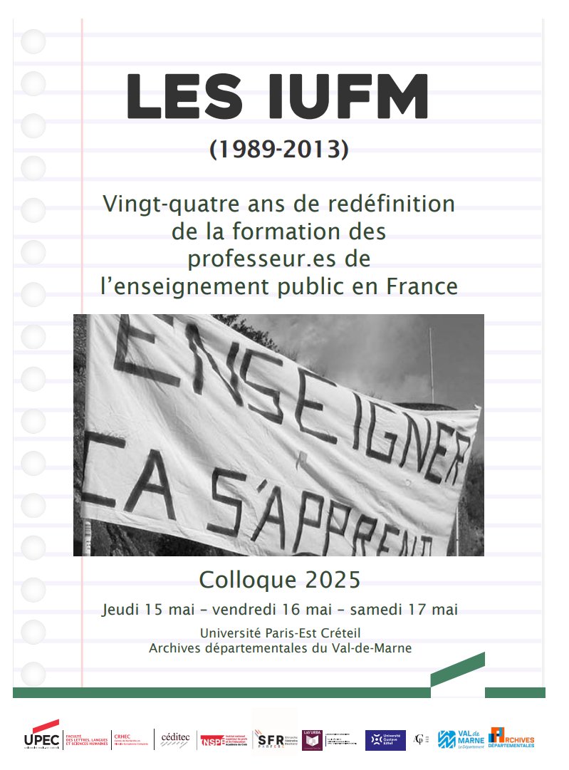 Colloque – Les IUFM (1989-2013). Vingt-quatre ans de redéfinition de la formation des professeur.es de l’enseignement public en France, <a href="/UPECactus/">UPEC</a>, 15-16 mai 2025 #histed pupitre.hypotheses.org/9403