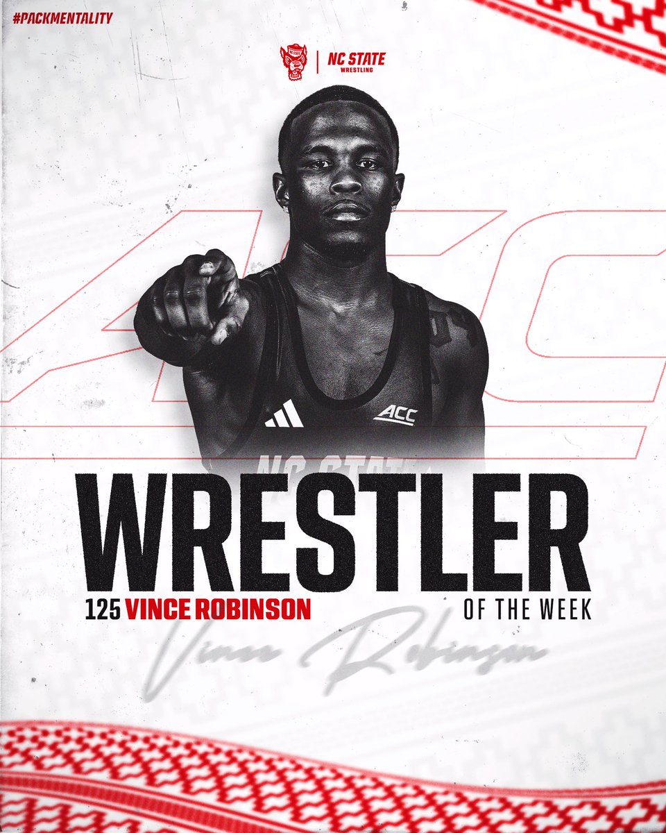 Nothing new here 🙂‍↔️

Vince Robinson earns ACC Wrestler of the Week for the third time this season after defeating UNC’s No. 13 Spencer Moore and clinching the dual win for his team this past Friday.

#GoPack || #PackMentality