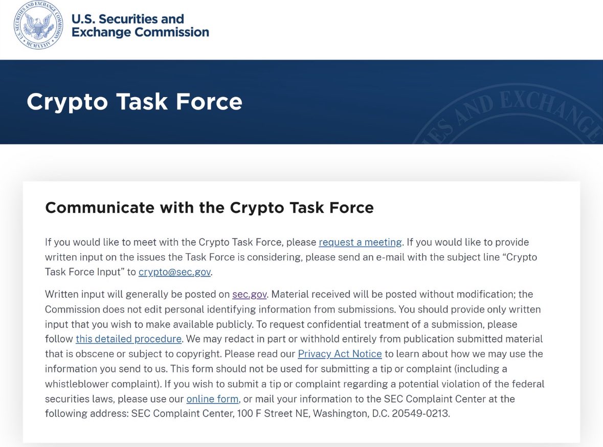 BREAKING: The SEC has launched a “Crypto Task Force” website.