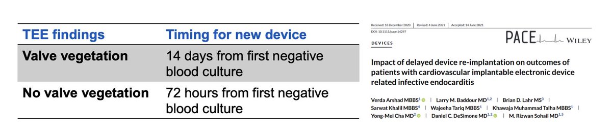 TakaMatsuo_ID's tweet photo. Cardiac Implantable Electronic Device Infections 

#KeyClinicalPearls Dr. Mac Chesdachai! @S_Chesdachai 

✍️Important question: Optimal time to place the new CIED after CIED extraction

#MayoClinicIDUpdates2025 @MayoClinicINFD @MayoClinicAZID #IDMedEd #IDFellow https://t.co/olmUzROnlv