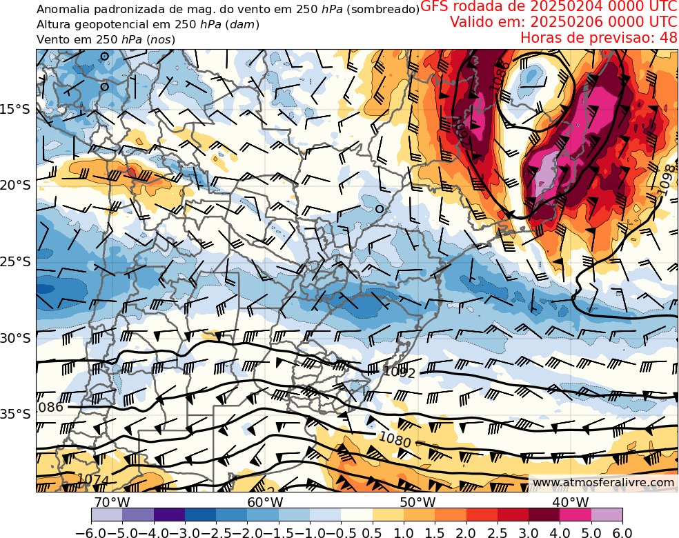 BrunoZRibeiro's tweet photo. Vórtice bastante intenso no NEB nos próximos dias de acordo com GFS. Ventos em 250 hPa bastante anômalos. Podem ocorrer tempestades severas nas proximidades deste vórtice https://t.co/s3z8ZMT3mQ