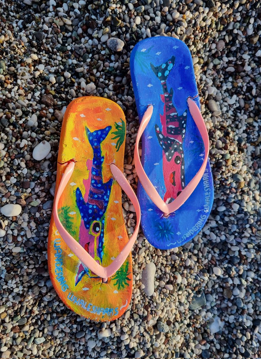 dorapies's tweet photo. #WWSArtContest
Wandering Whalesharks in where they belong, oceans 🌊

I painted my favorite flip flops for @WhaleSharkNFTs and took them to the beach, they're having fun. I love it so much, I hope you like it 🎨 💙 @union_build

0__________0 

More pictures in comments 🐋🦈 https://t.co/bACyhHiPLE