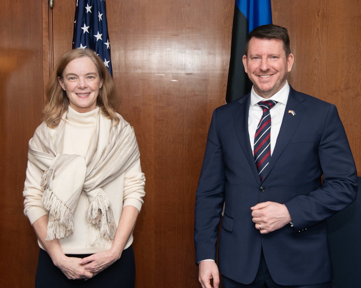 Lisa Kenna (@undersecstatep) on Twitter photo Enjoyed meeting today with Estonian Secretary General <a href="/vseviov/">Ambassador Jonatan Vseviov</a>. We applaud Estonia’s leadership on defense investment and security in the Baltic Sea and along NATO’s Eastern Flank. I look forward to our continued close partnership. Enjoyed meeting today with Estonian Secretary General <a href="/vseviov/">Ambassador Jonatan Vseviov</a>. We applaud Estonia’s leadership on defense investment and security in the Baltic Sea and along NATO’s Eastern Flank. I look forward to our continued close partnership.