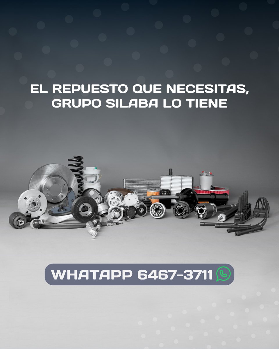¡Tu auto necesita calidad, y nosotros la tenemos! 🔧🚗

En #GrupoSilaba, te ofrecemos repuestos originales y de calidad para que tu vehículo siempre esté en su mejor forma. ¡Lo que necesitas está aquí! 🙌🏻

¡Contáctanos para más información! 💯

 #Panama