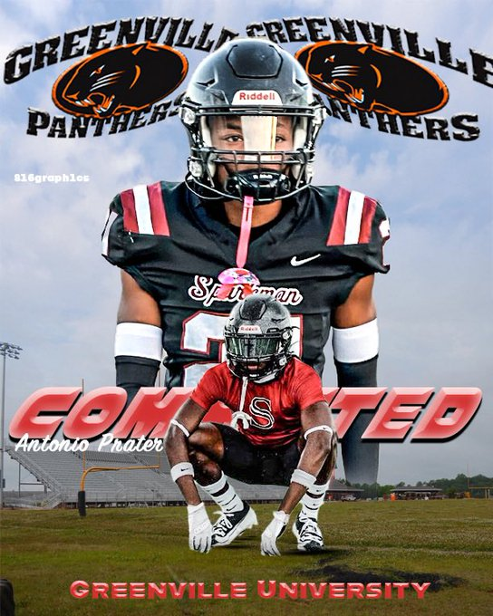Antonio Prater (@antonioprater21) on Twitter photo After talking things over with my parents and placing my decision in God's hands. I have decided that I will be committing to <a href="/EMAPFootball/">Greenville University Football</a>. Now it's time to get to work! <a href="/IanLeib/">Coach Ian Leib</a> <a href="/CoachTenenoff/">Lee Tenenoff II</a> <a href="/Coachschomaker/">Robbie Schomaker</a> <a href="/AL7AFootball/">Alabama7AFootball</a> <a href="/CoachWatson14/">Ronnie Watson</a> <a href="/CoachJonesWR/">Walter Jones III</a> <a href="/ethancaselberry/">ethan caselberry</a> After talking things over with my parents and placing my decision in God's hands. I have decided that I will be committing to <a href="/EMAPFootball/">Greenville University Football</a>. Now it's time to get to work! <a href="/IanLeib/">Coach Ian Leib</a> <a href="/CoachTenenoff/">Lee Tenenoff II</a> <a href="/Coachschomaker/">Robbie Schomaker</a> <a href="/AL7AFootball/">Alabama7AFootball</a> <a href="/CoachWatson14/">Ronnie Watson</a> <a href="/CoachJonesWR/">Walter Jones III</a> <a href="/ethancaselberry/">ethan caselberry</a>