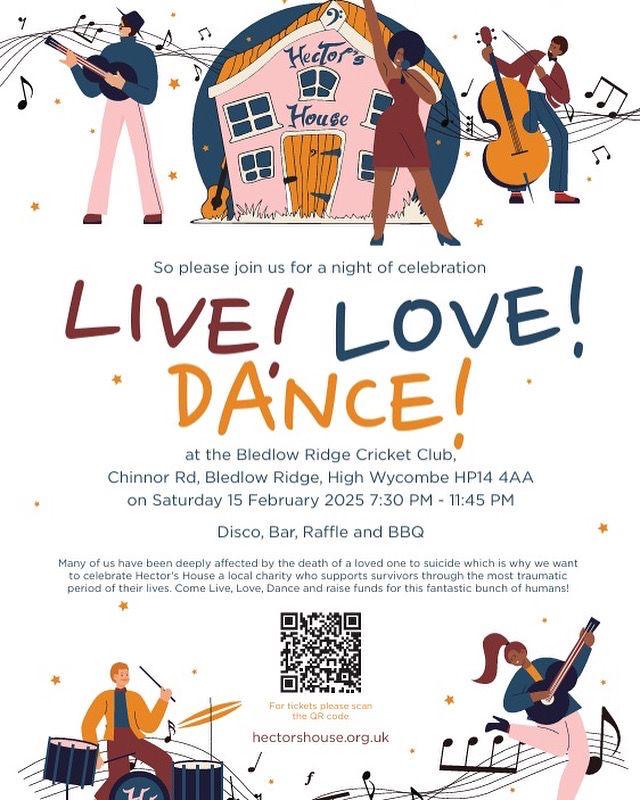 bledlowridgeten's tweet photo. Many of us have been deeply affected by the death of a loved one to suicide which is why we want to celebrate Hector's House, a local charity who supports survivors. Come Live, Love, Dance and raise funds for this fantastic bunch of humans!
https://t.co/sZ4r8k0bii https://t.co/2zSlLRSQHn