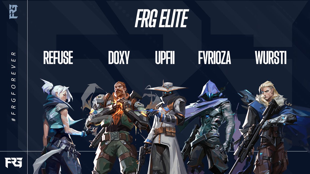 Introducing the new FRG Elite.

Our main roster is locked in and ready to compete in Project V.
🇨🇿 <a href="/doxyVAL/">doxy</a> 
🇩🇪 <a href="/refuseVLR/">ref</a> 
🇩🇪 <a href="/Upfii/">Upfii</a> 
🇵🇱 <a href="/fvrioza/">fvrioza</a>
🇩🇪 @wurstinw

Excited to have them on board for this project!

#FRGForever