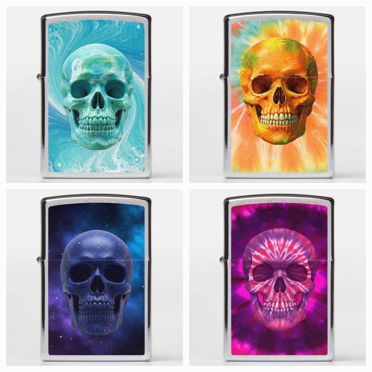 skullofinsanity's tweet image. 🔥 Skull lovers check this out! 🔥 Bold skull-themed Zippo lighters in icy blues, fiery oranges, cosmic purples &amp;amp; trippy tie-dye only on Zazzle!

💀 USA only: pin.it/lpmmRY0cK

Which one’s your favorite? Drop a comment!
#Zippo #LighterCollection #TieDyeVibes #USA #American