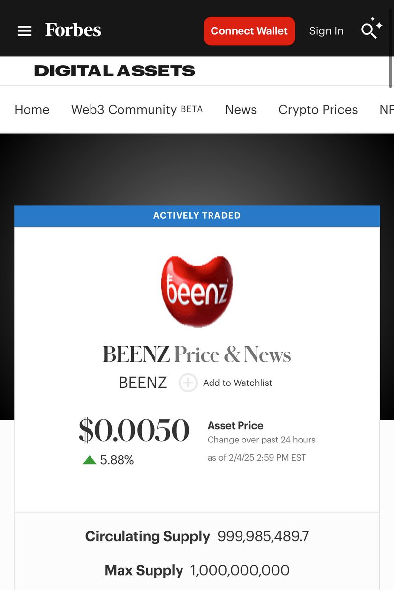 The lore just keeps getting better and better 

$beenz is now recognized on Forbes