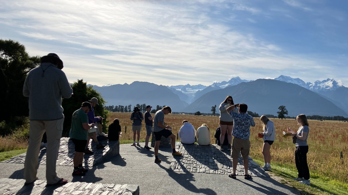 DePauwGeo's tweet photo. Geology &amp; Env. Geoscience students @DePauwU had an amazing time during our Winter Term course (GEOS 183) in New Zealand! Want to join the adventure! Come be a GEOS major! @lisatoafault @DrLoriDePauwU https://t.co/9lWPu8rzxw