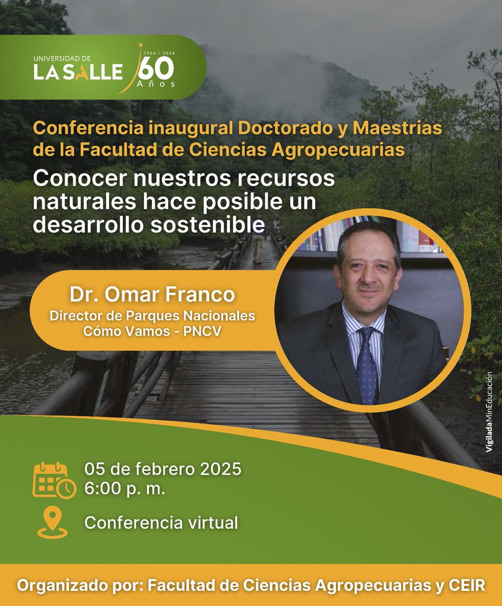 Mañana se llevará a cabo la conferencia inaugural del Doctorado y Maestrías de la Facultad de Ciencias Agropecuarias de <a href="/unisalle/">Unisalle</a>, evento organizado por la Facultad de Ciencias Agropecuarias y el CEIR Unisalle. Conéctate a partir de las 6 de la tarde aquí: acortar.link/ZKTQpz