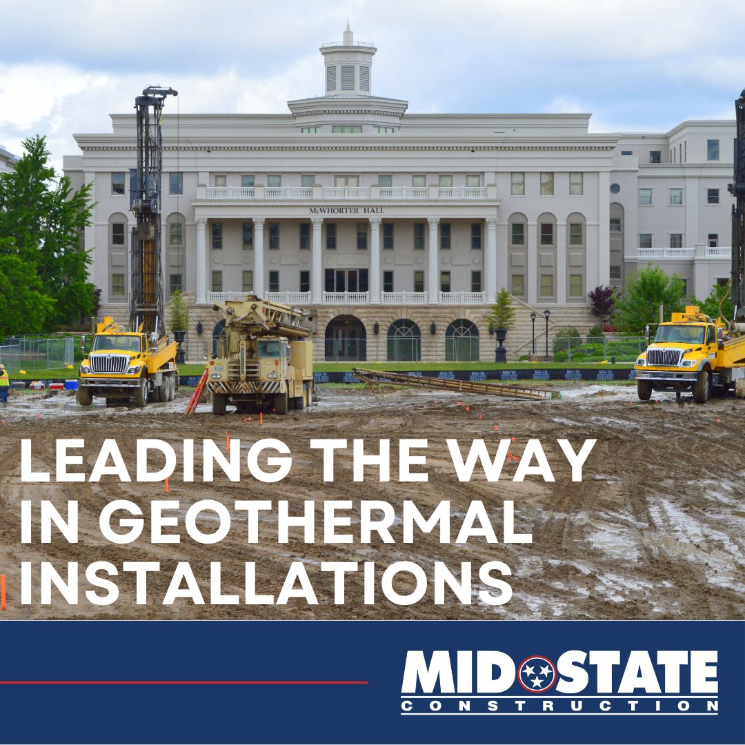 midstate_const's tweet photo. With almost 50 years of experience, Mid-State Construction is Tennessee's leading installer of geothermal systems. Our IGSHPA-certified team is ready to bring energy-efficient solutions to your project.
#MidStateConstruction #geothermal https://t.co/YcoWdFSUzP