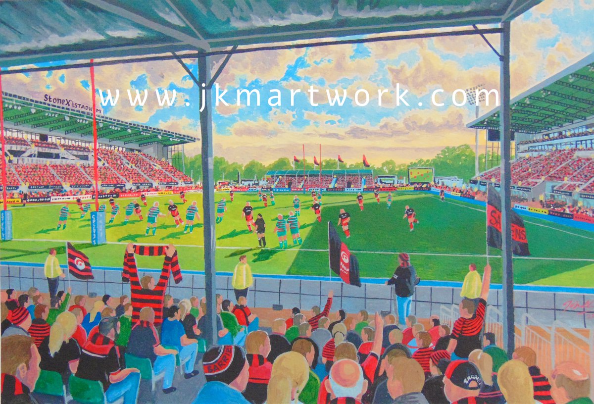 JKMartwork's tweet photo. hi @RugbySaracens @OTD_Saracens @sarriessupport @SarriesRugbyDev @SarriesPioneers @sarriesrugbynws
painting ive done of #sarries #saracens #stonex prints are just Β£15 a3 size @ https://t.co/lwlE5y0HcS RT's appreciated https://t.co/WvPd8V3Ys1