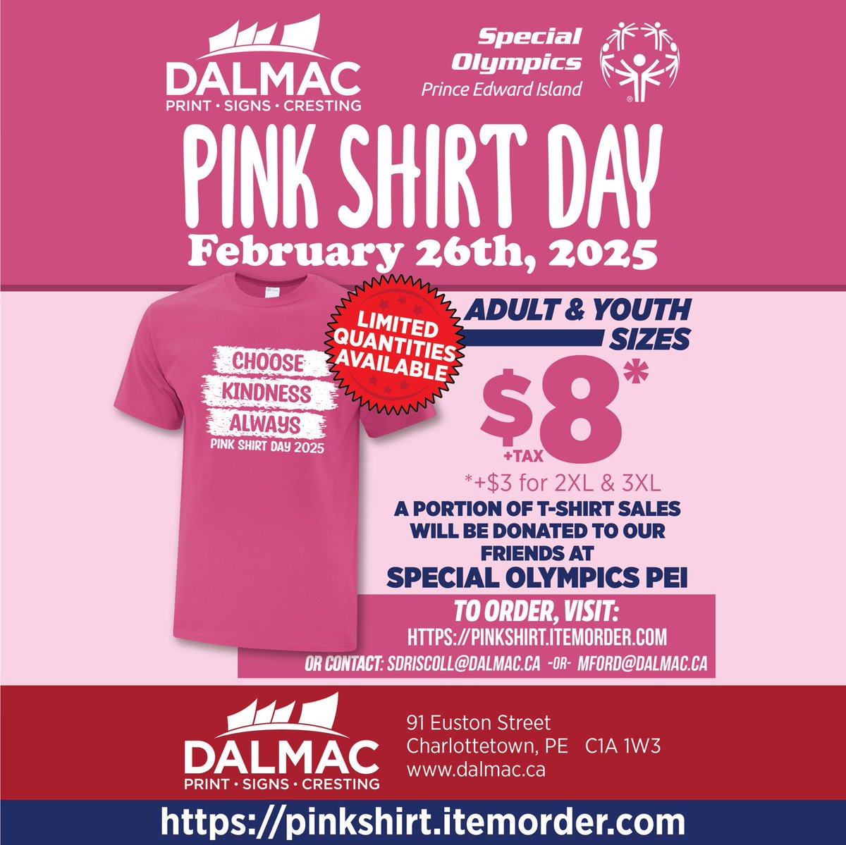 Order your t shirts and be ready for February 26th,see details below.