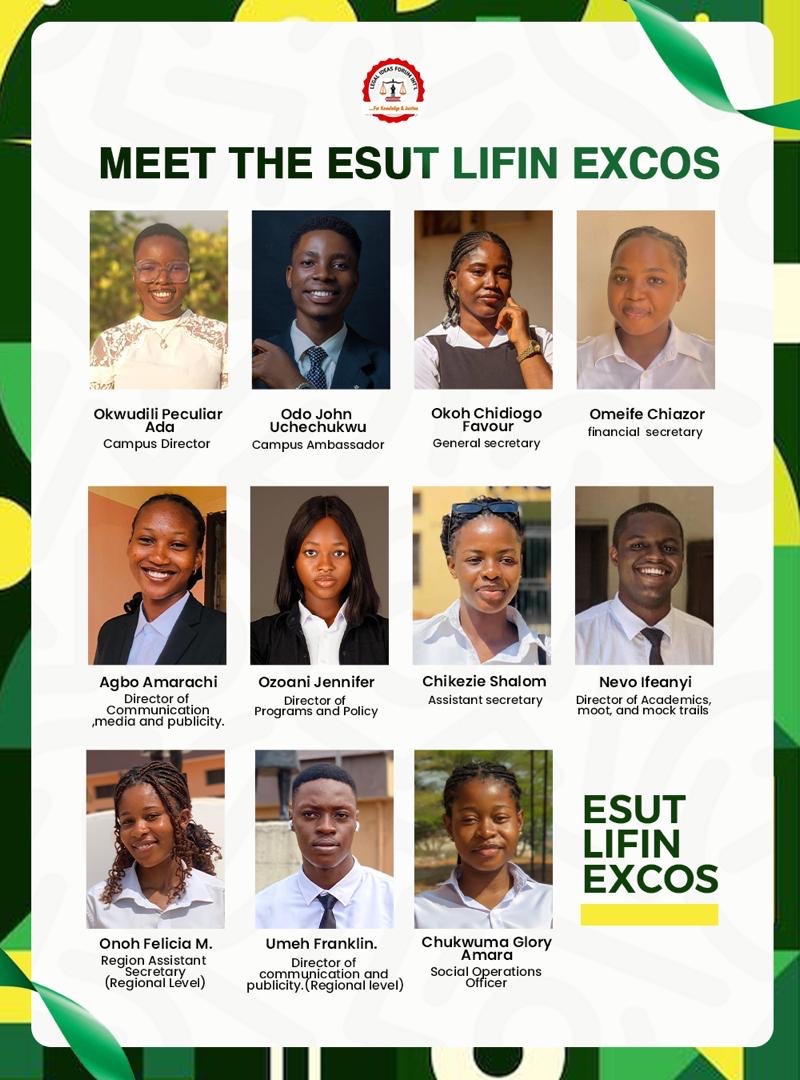 ESUT_LIFIN's tweet photo. 🌟 *MEET THE ESUT LIFIN EXECUTIVES!*⚖️

Behind every thriving organization is a team of dedicated leaders, and at ESUT LIFIN, we have a dynamic group committed to driving legal education, advocacy, and professional development. https://t.co/LzRdfjB0uY